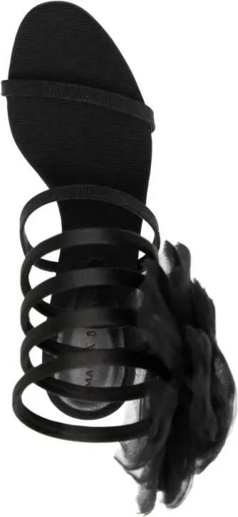 Magda Butrym Black Spiral Organza Flower Sandals