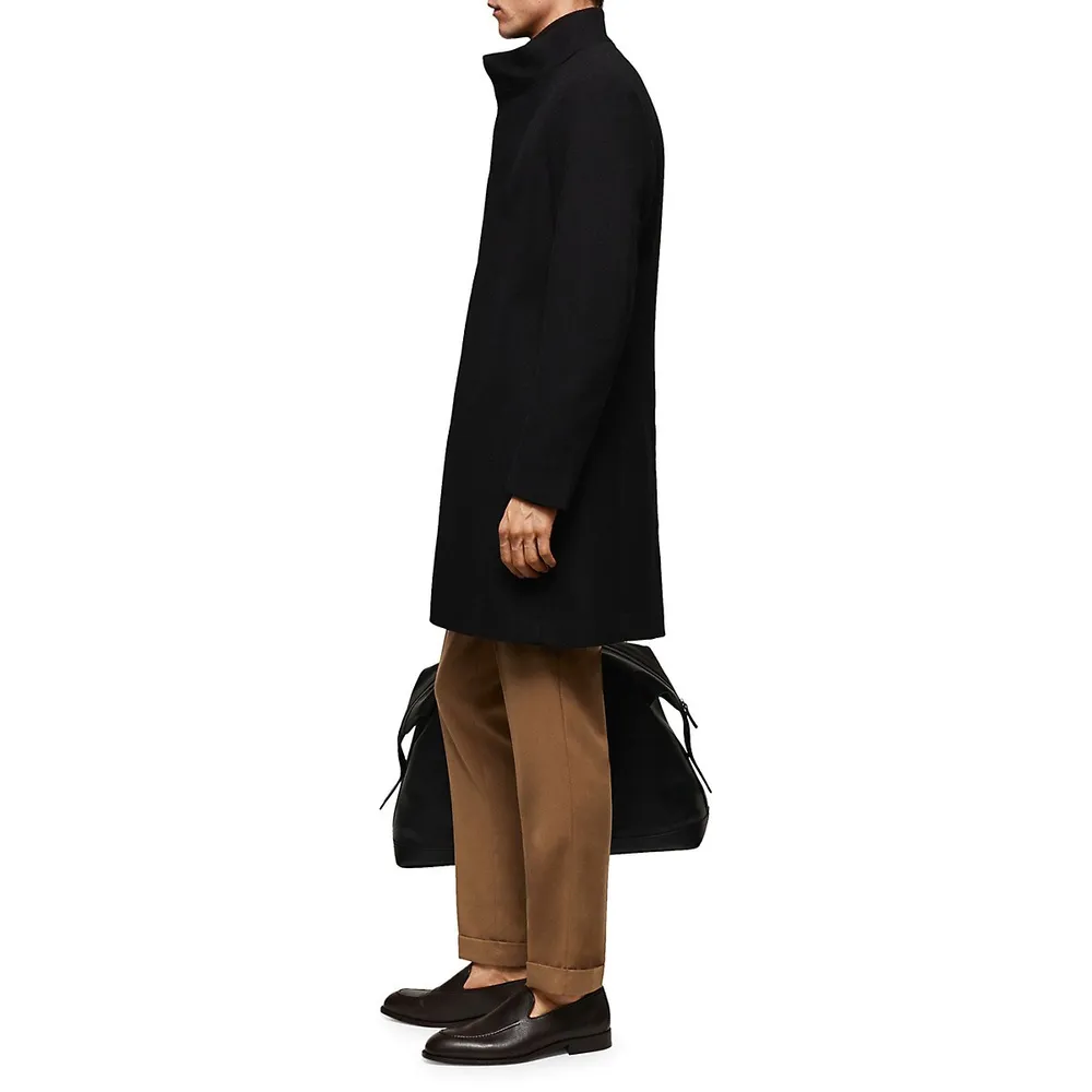 Mango Funnel Neck Wool Blend Coat 