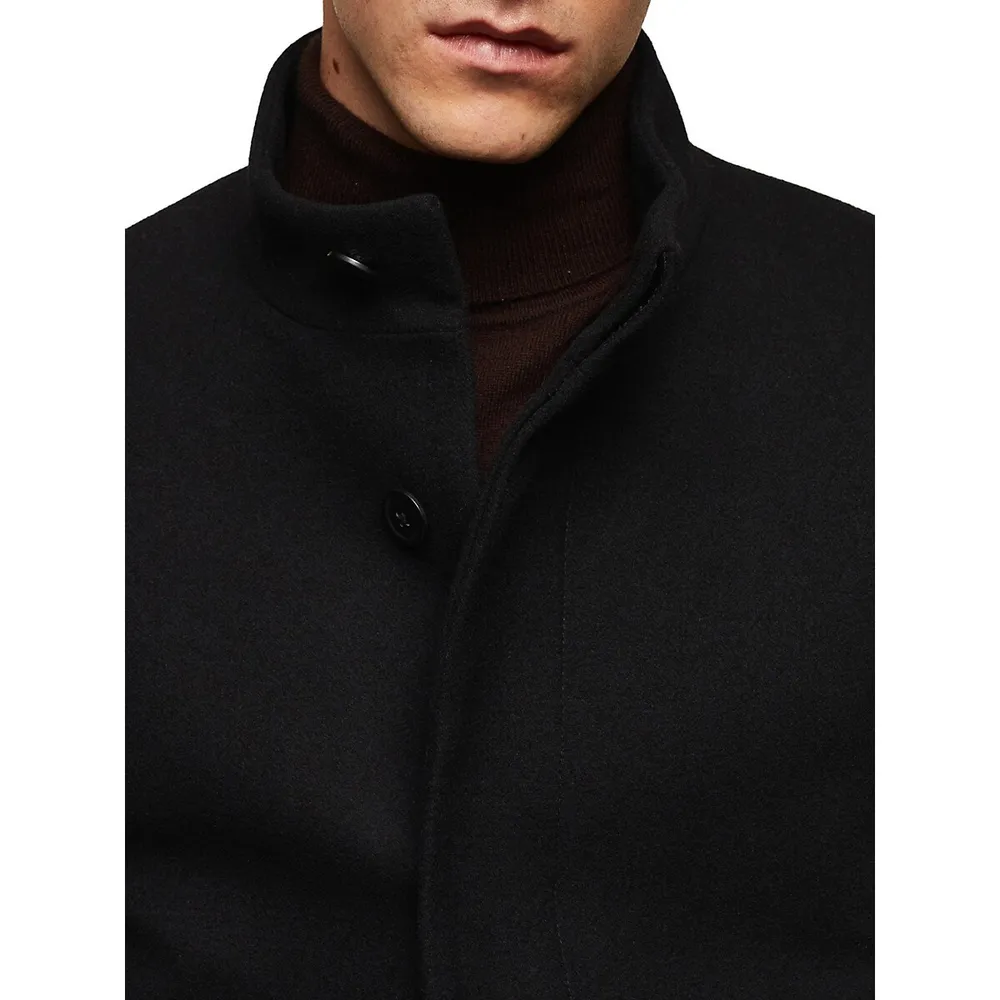 Mango Funnel Neck Wool Blend Coat 