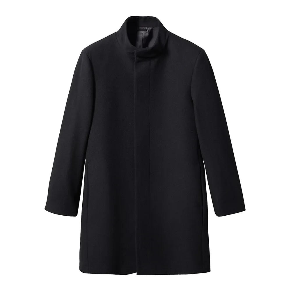 Mango Funnel Neck Wool Blend Coat 