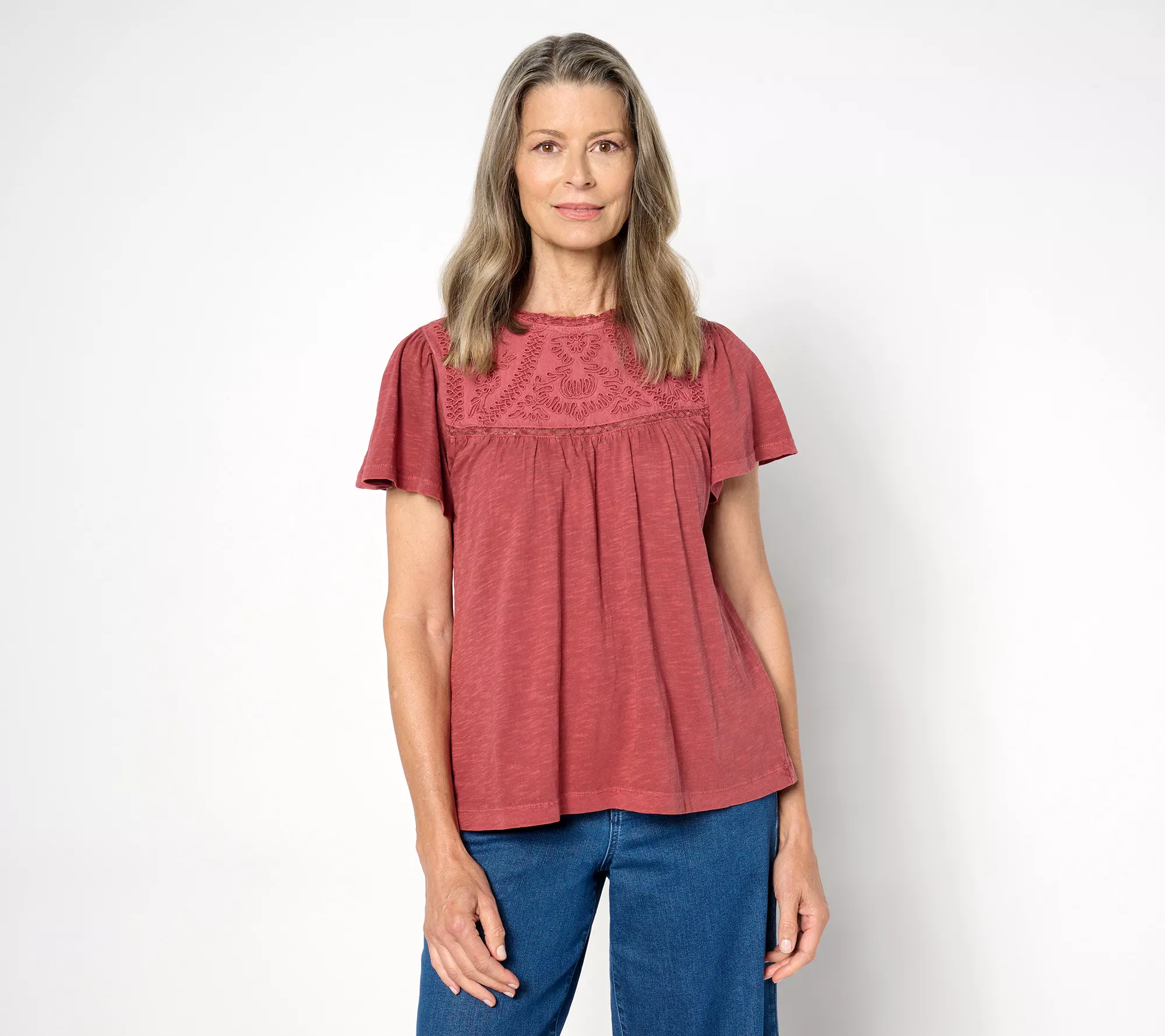 Me by Jennie Garth Guinevere Embroidered Top