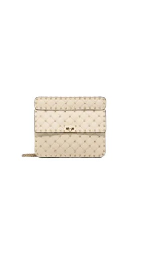 Light Ivory Medium Rockstud Spike Shoulder Bag