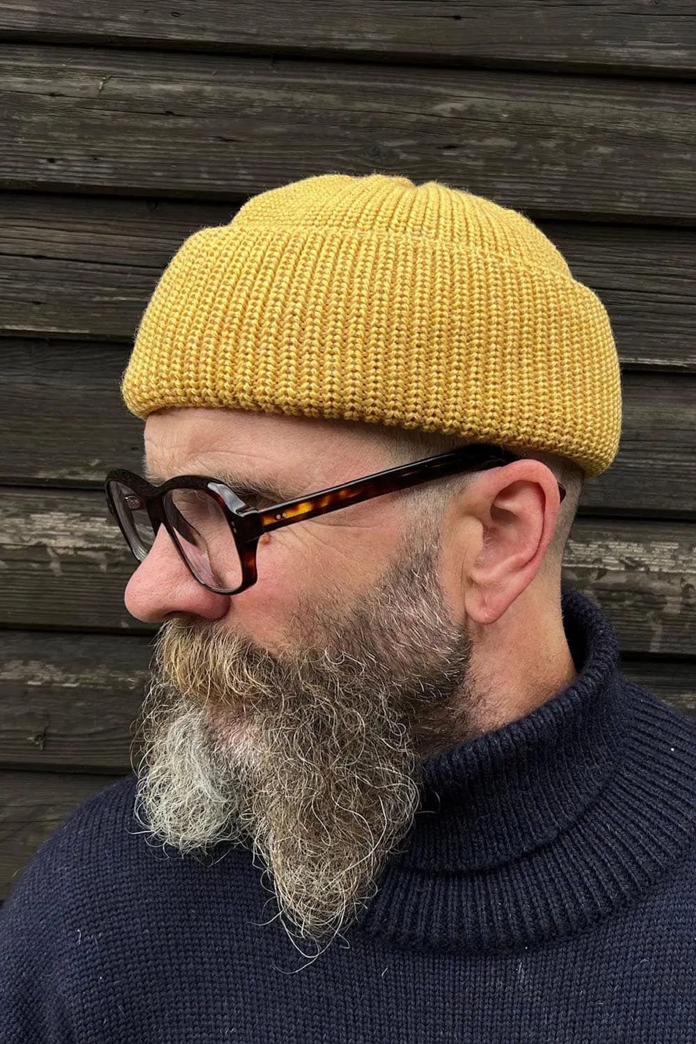 Merino Bifold Watch Cap in Mustard Color