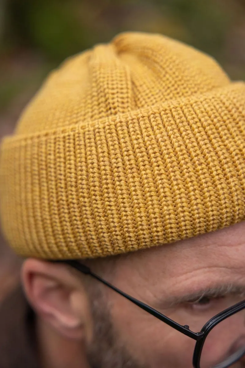 Merino Bifold Watch Cap in Mustard Color