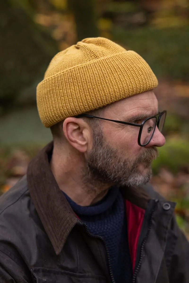 Merino Bifold Watch Cap in Mustard Color