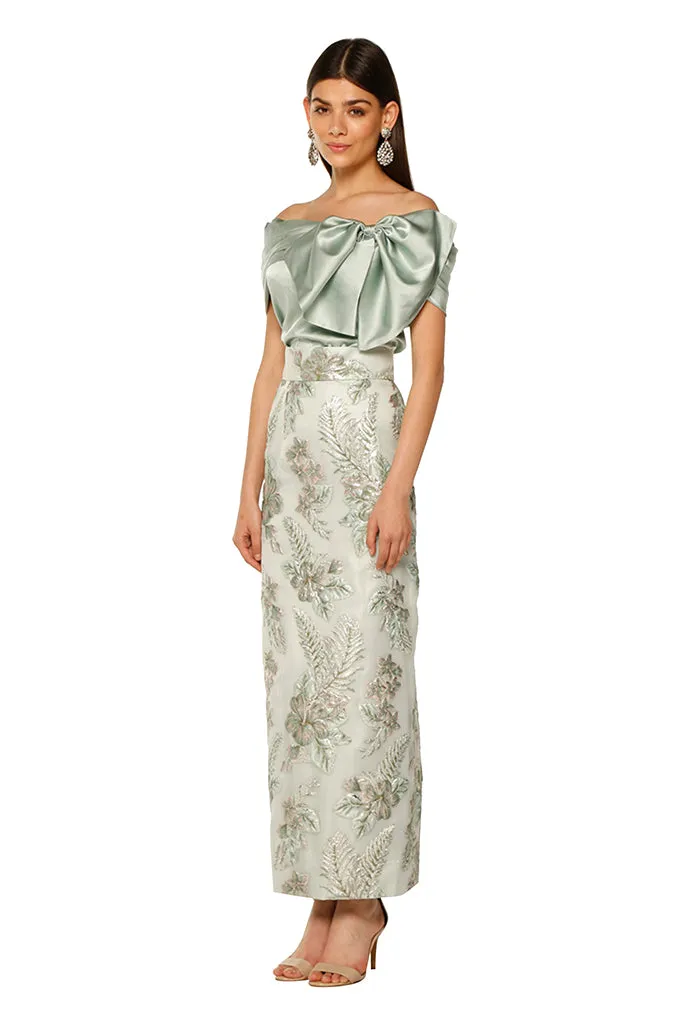 Mint Floral Pencil Skirt