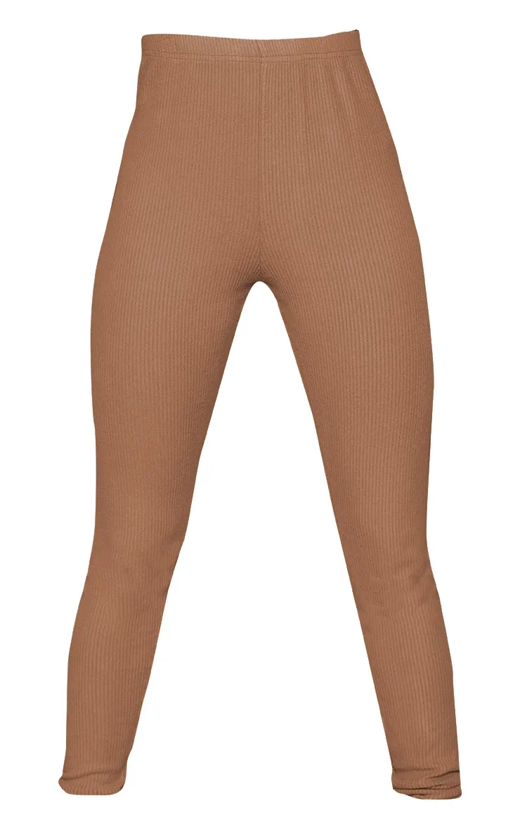 Co-Ords Mocha Brushed Rib Leggings