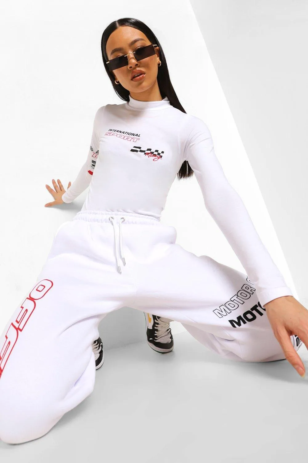 Motorsport Print Bodysuit & Jogger Set