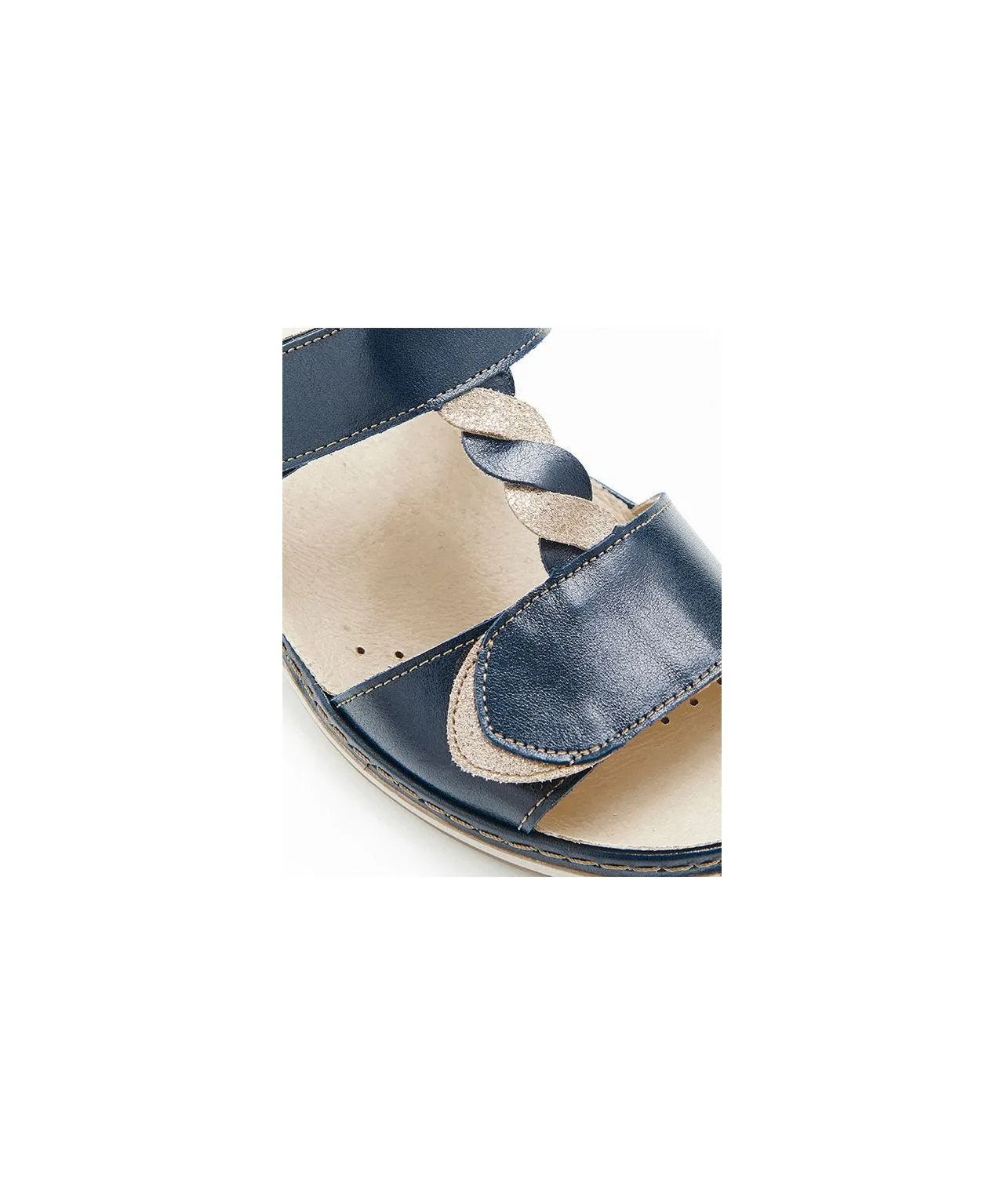 Navy Blue Leather Sandals for Men