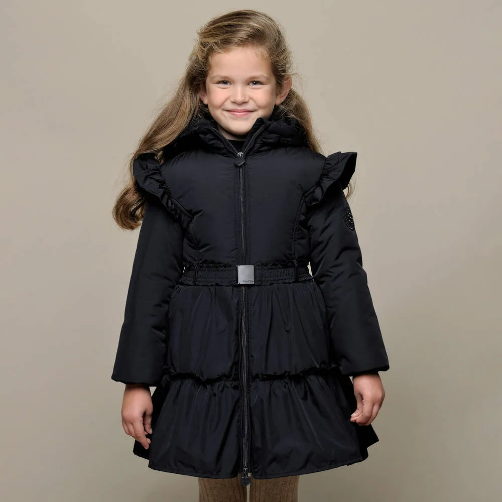 Navy blue puffer coat for girls.