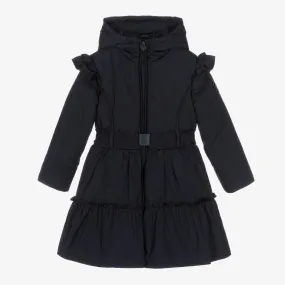 Navy blue puffer coat for girls.