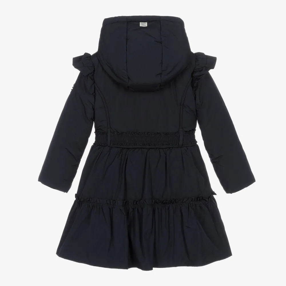 Navy blue puffer coat for girls.