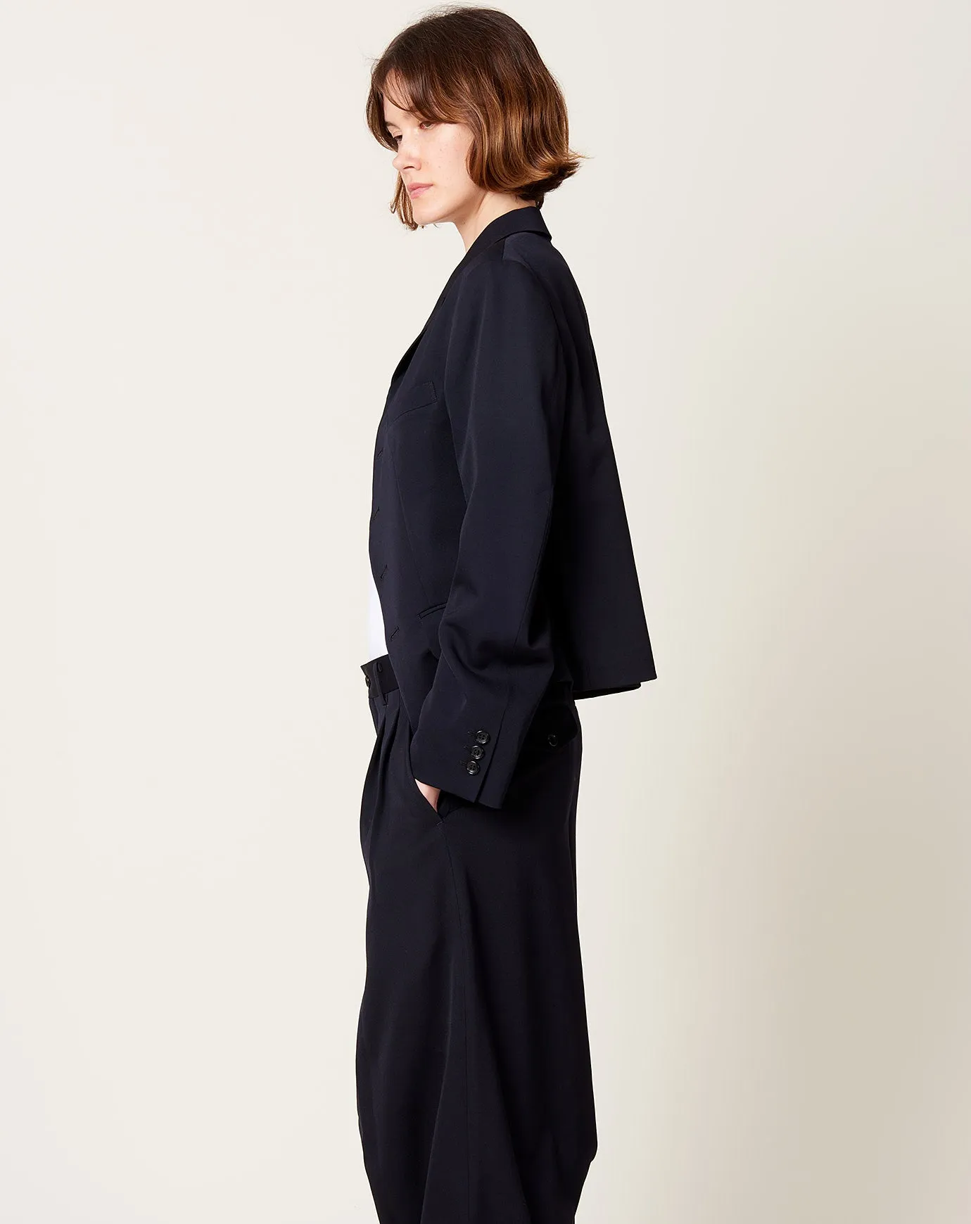 Navy Curved Front Jacket