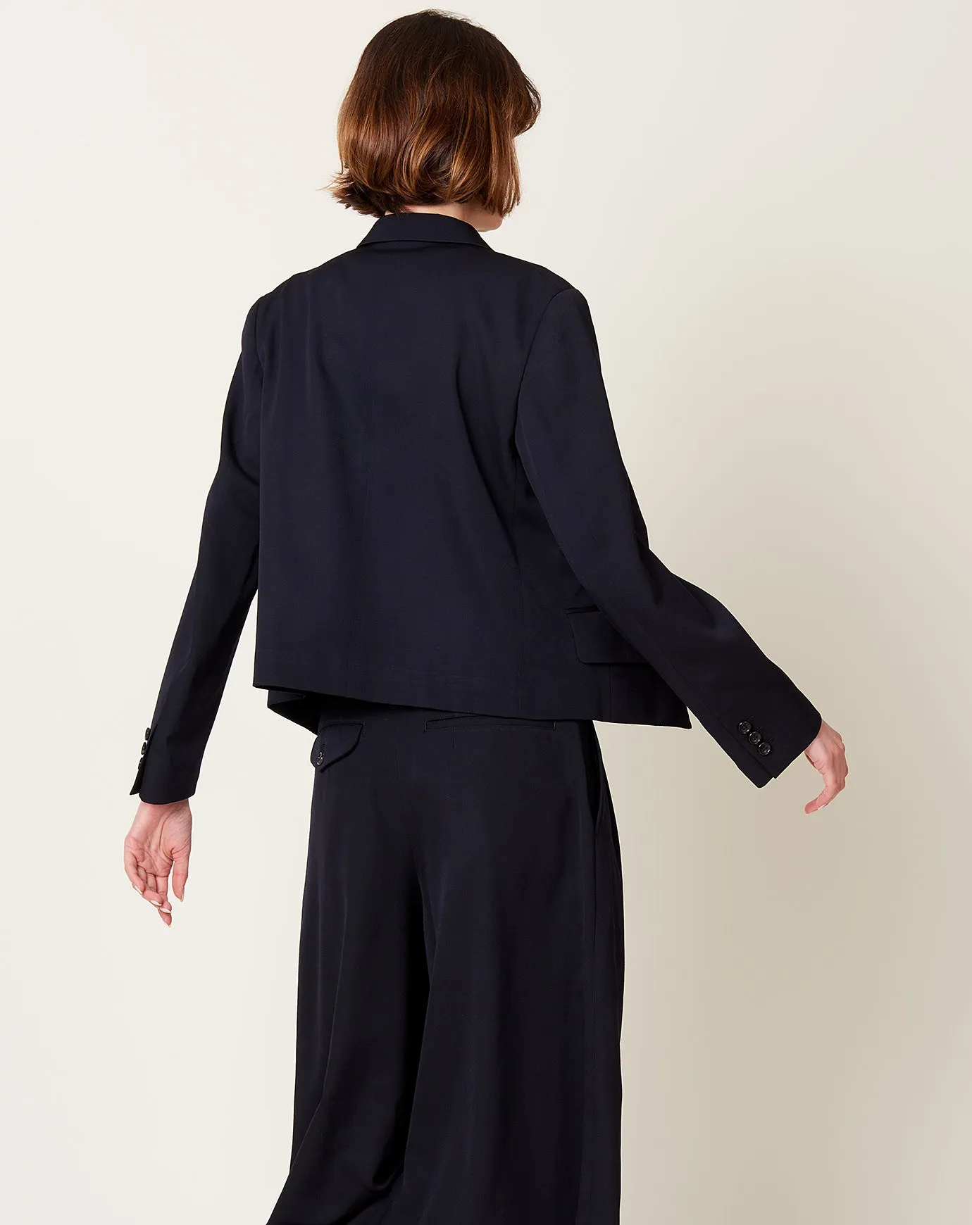 Navy Curved Front Jacket