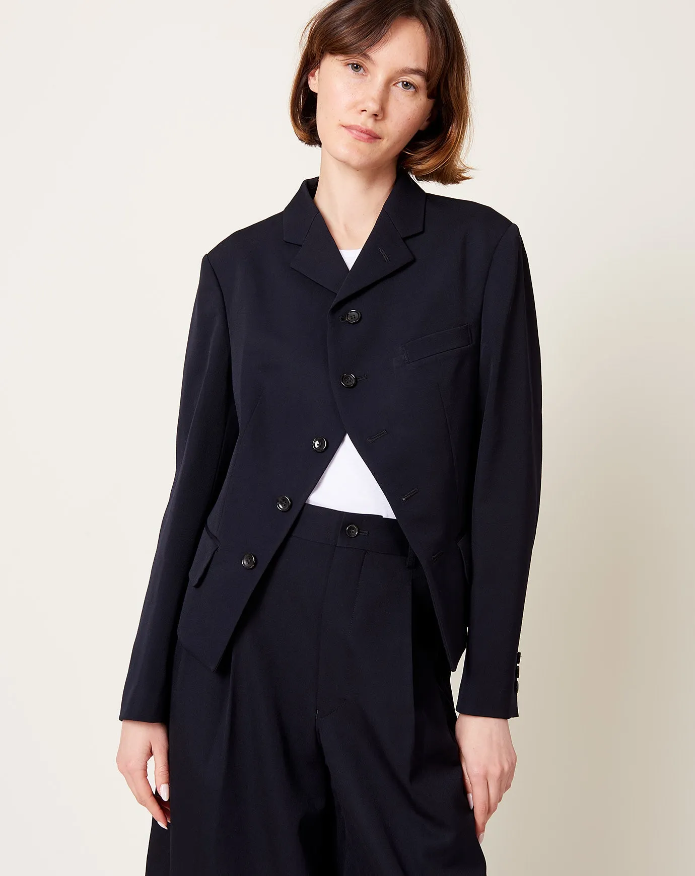 Navy Curved Front Jacket