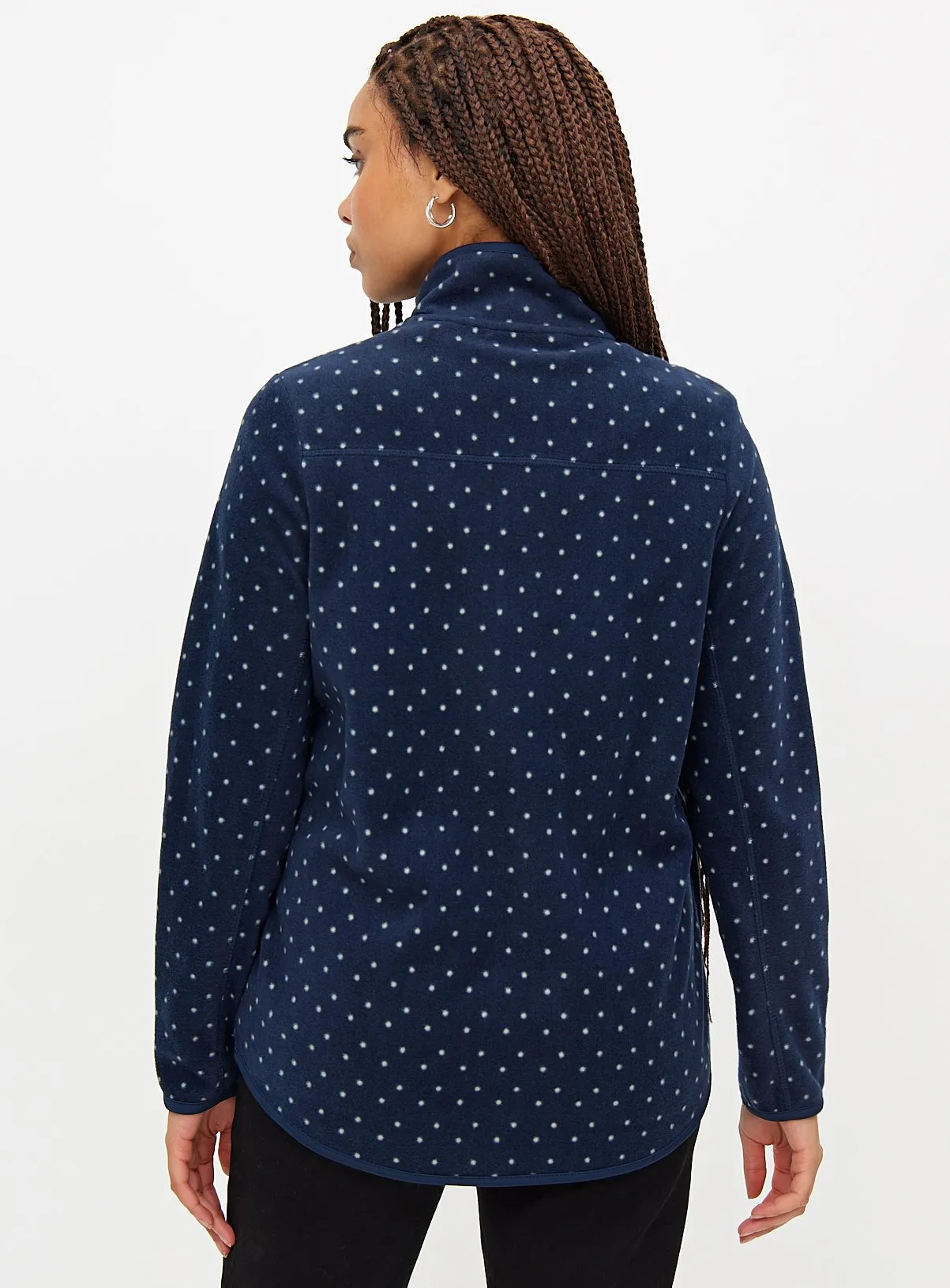 Navy Spot Print Zip-Through Fleece S | Shop Hoodies and Sweatshirts - Tu