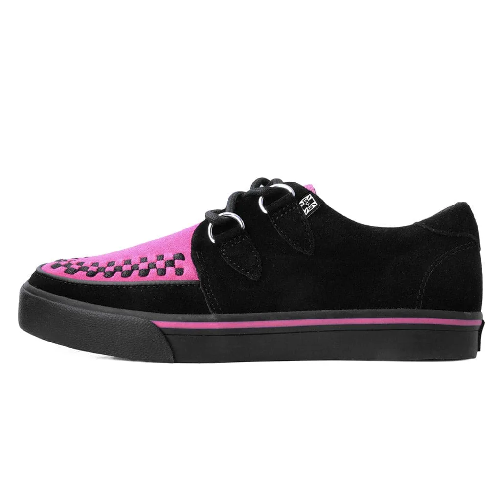 Neon Pink & Black Suede Creeper Sneaker