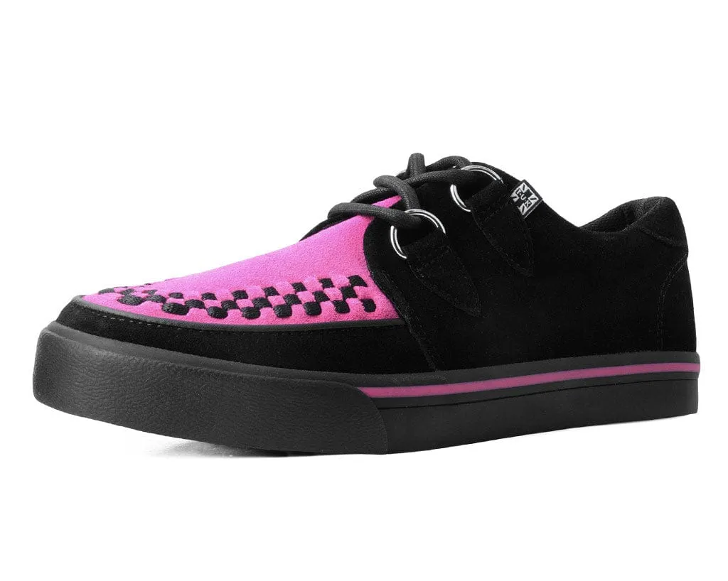 Neon Pink & Black Suede Creeper Sneaker