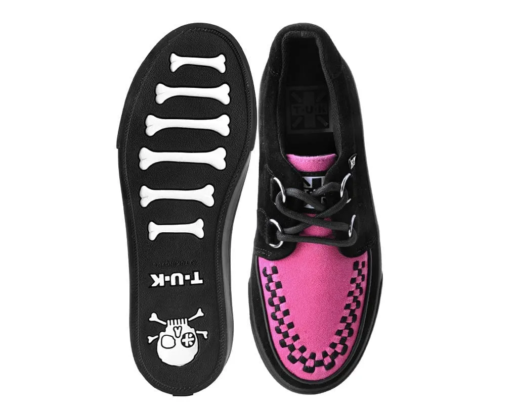 Neon Pink & Black Suede Creeper Sneaker