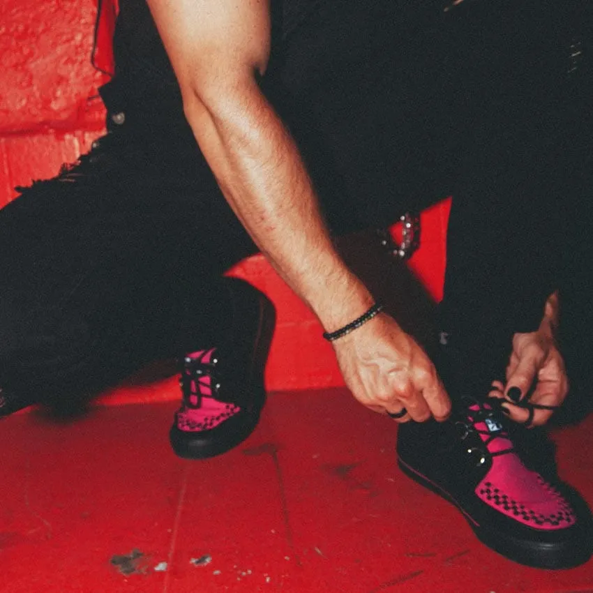 Neon Pink & Black Suede Creeper Sneaker