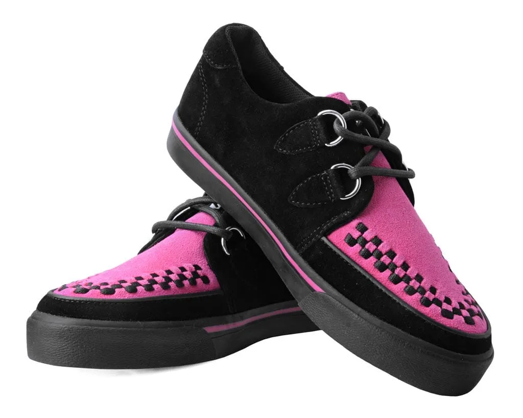 Neon Pink & Black Suede Creeper Sneaker