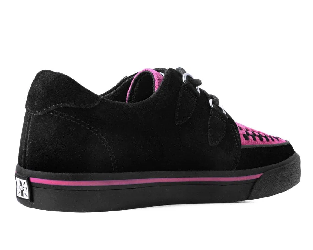 Neon Pink & Black Suede Creeper Sneaker