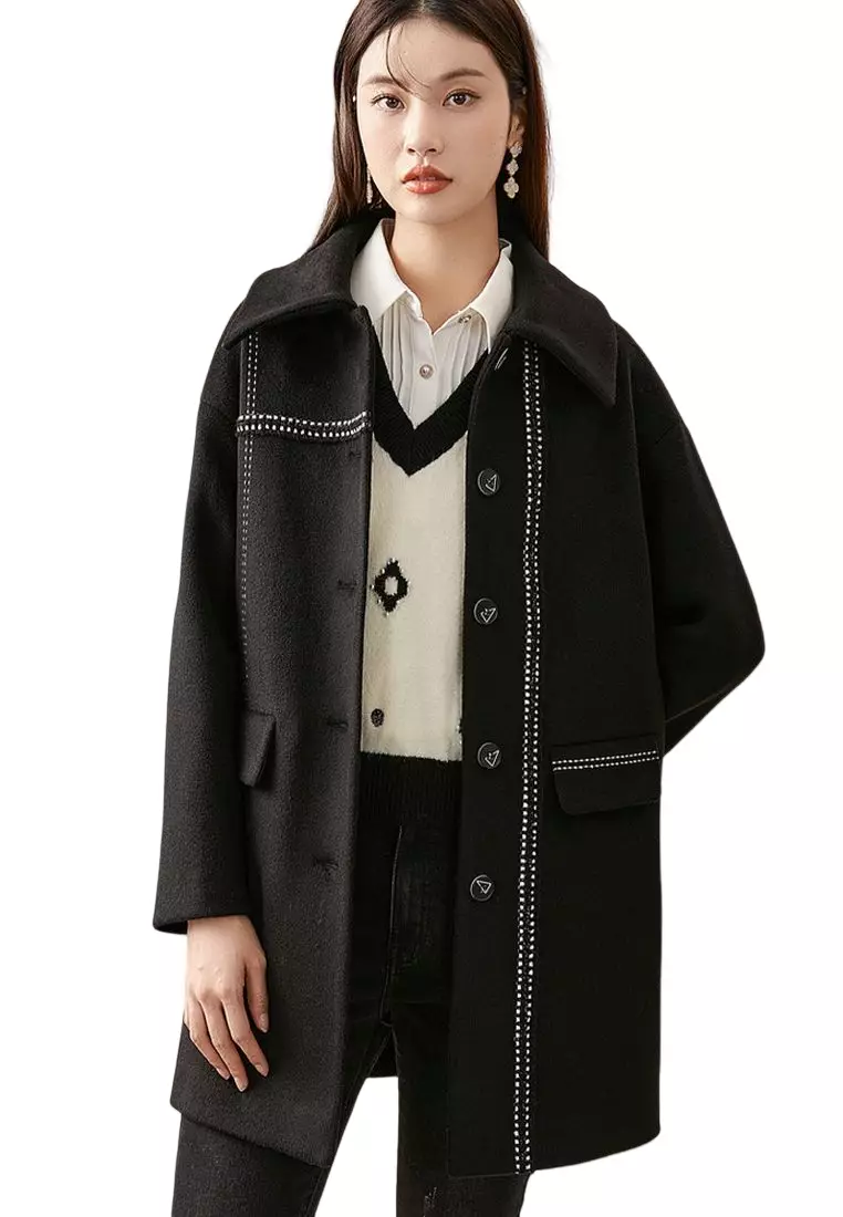 ONX.HK Stylish Wool Coat with Webbing Detail