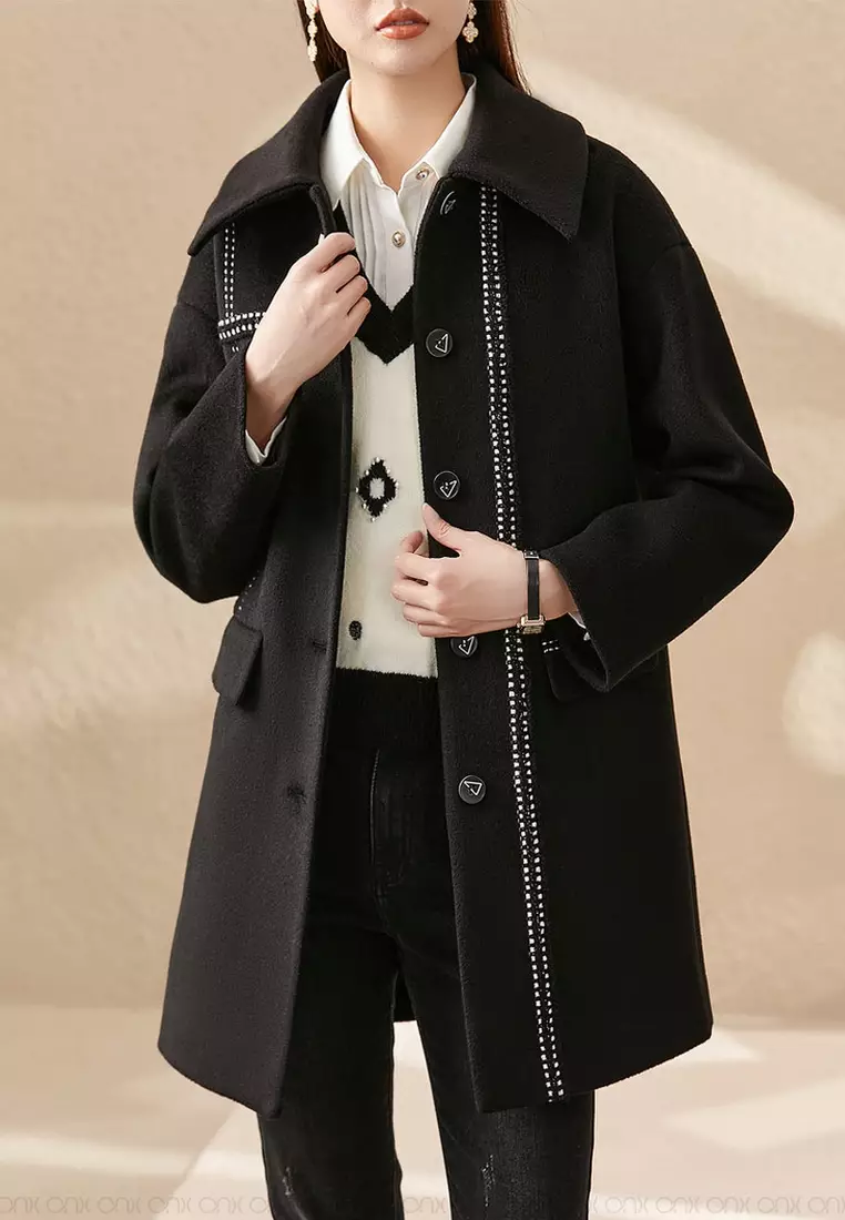 ONX.HK Stylish Wool Coat with Webbing Detail