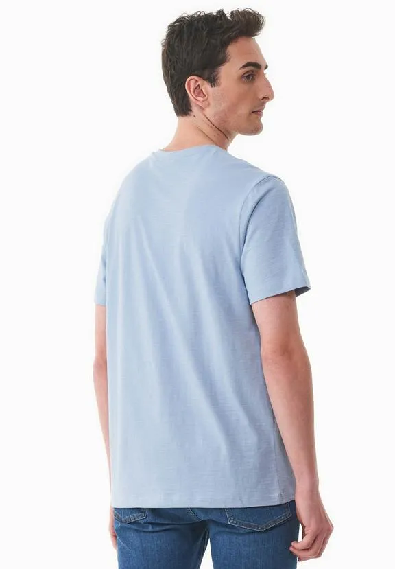 ORGANICATION T-Shirt Basic V-Neck Ice Blue