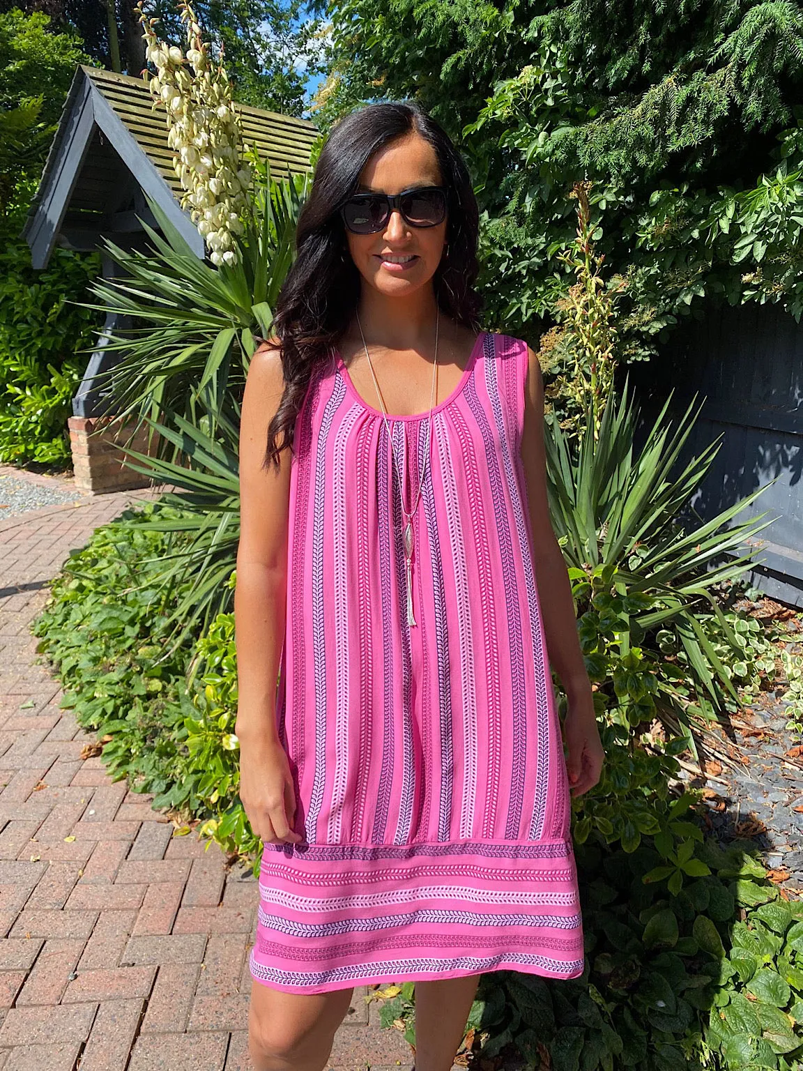 Bindi Patterned Striped Dress