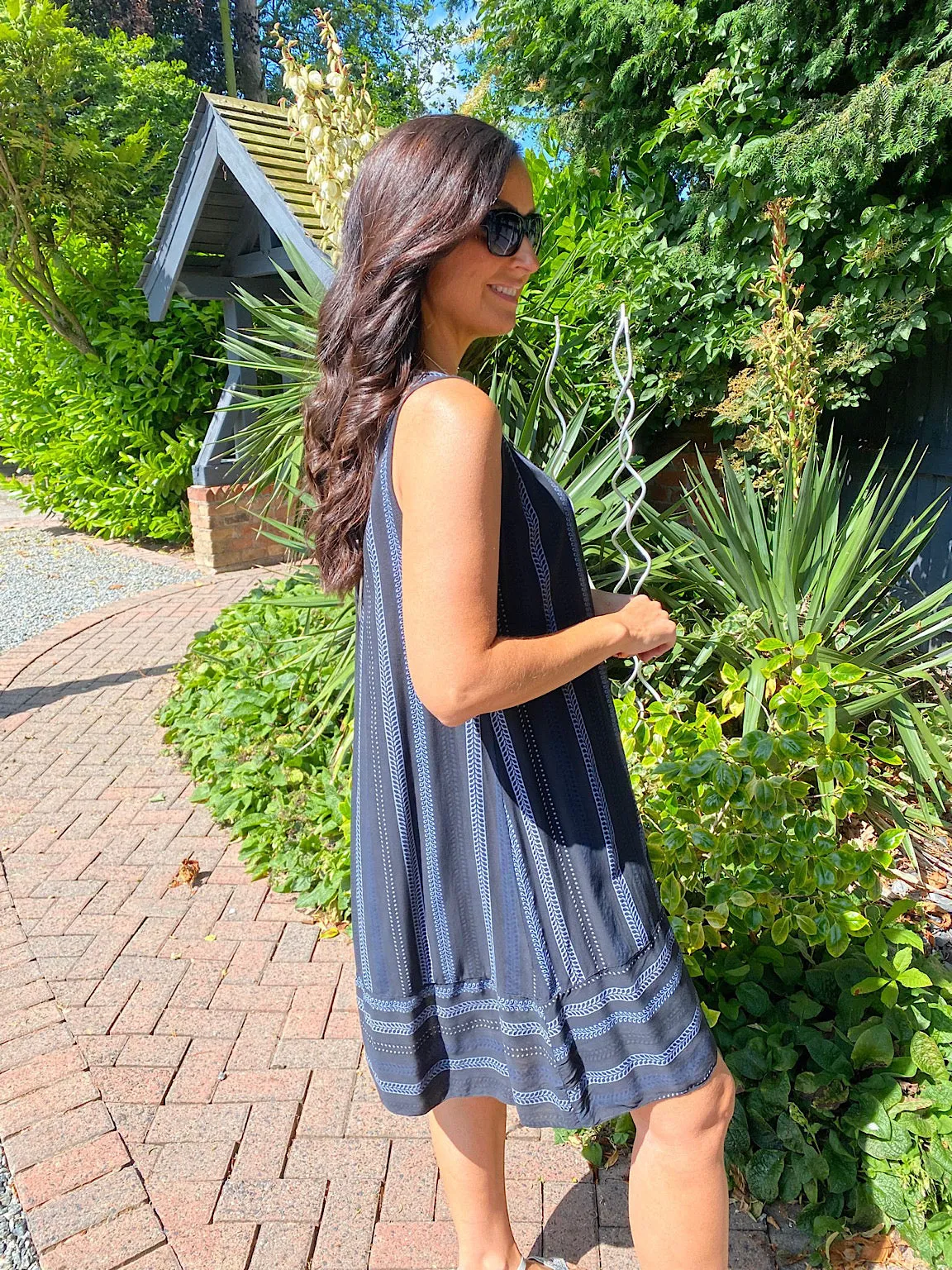 Bindi Patterned Striped Dress