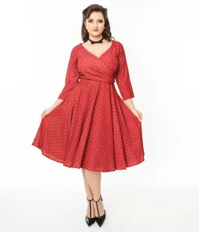 Polka Dot Swing Dress - Red Black Genevieve