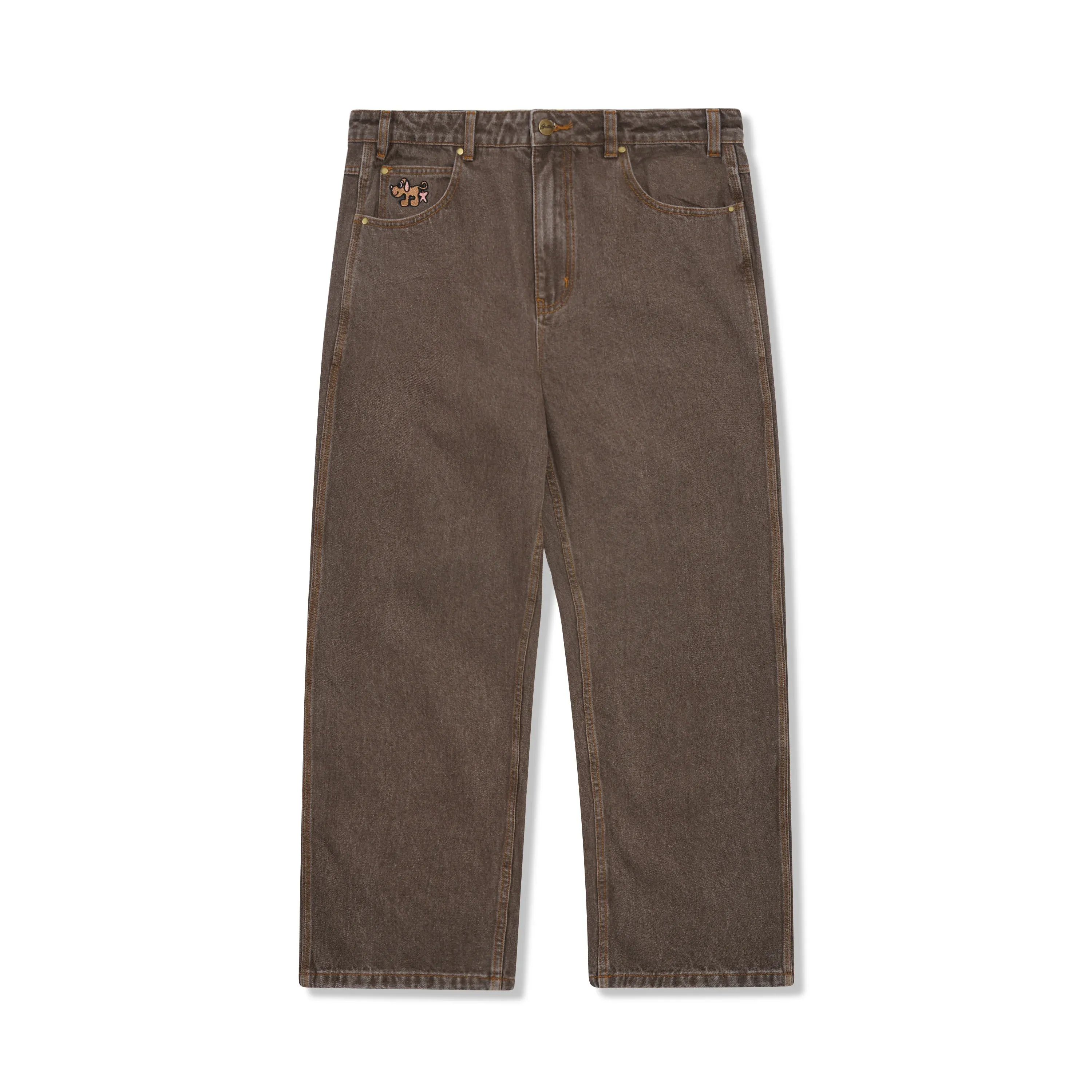 Pooch Denim Jeans in Washed Brown