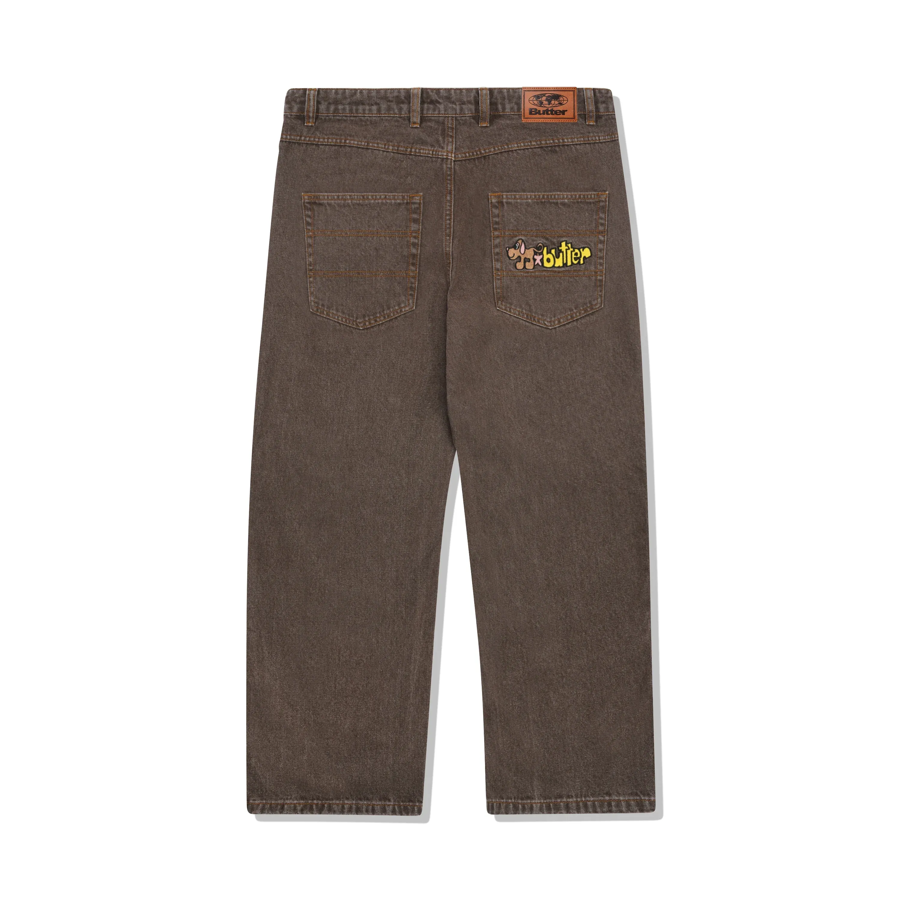 Pooch Denim Jeans in Washed Brown