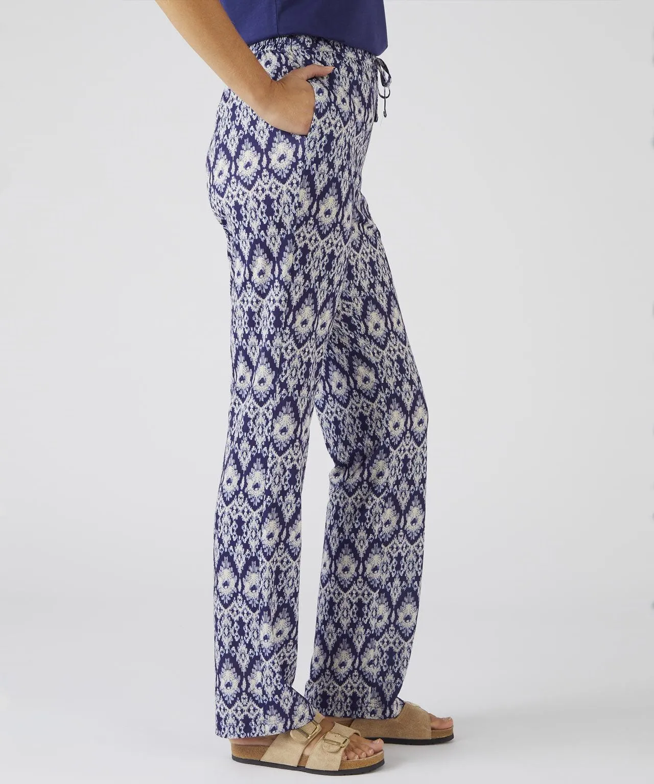 Printed Jersey Tapered-leg Pants