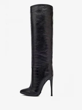 PU Leather Stiletto Heel Knee High Boots for Women