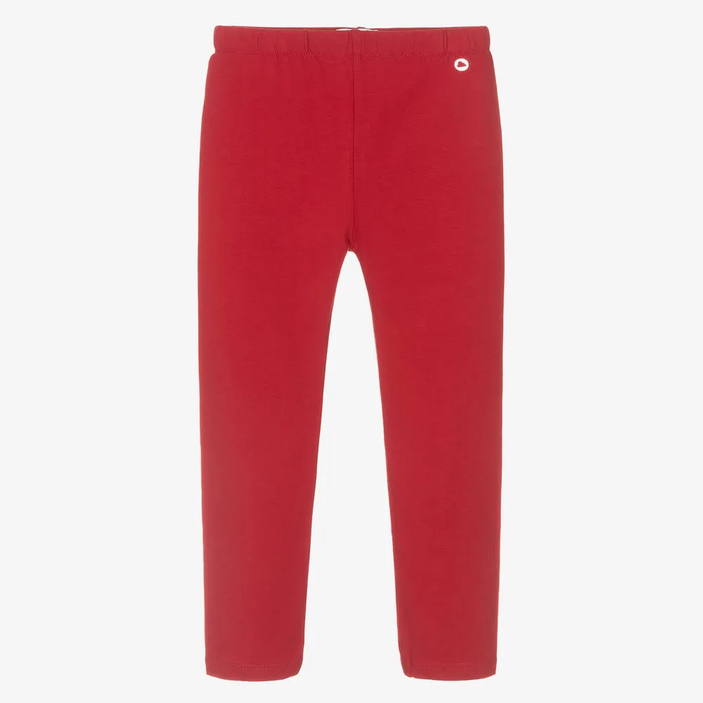 Red Girls Cotton Leggings