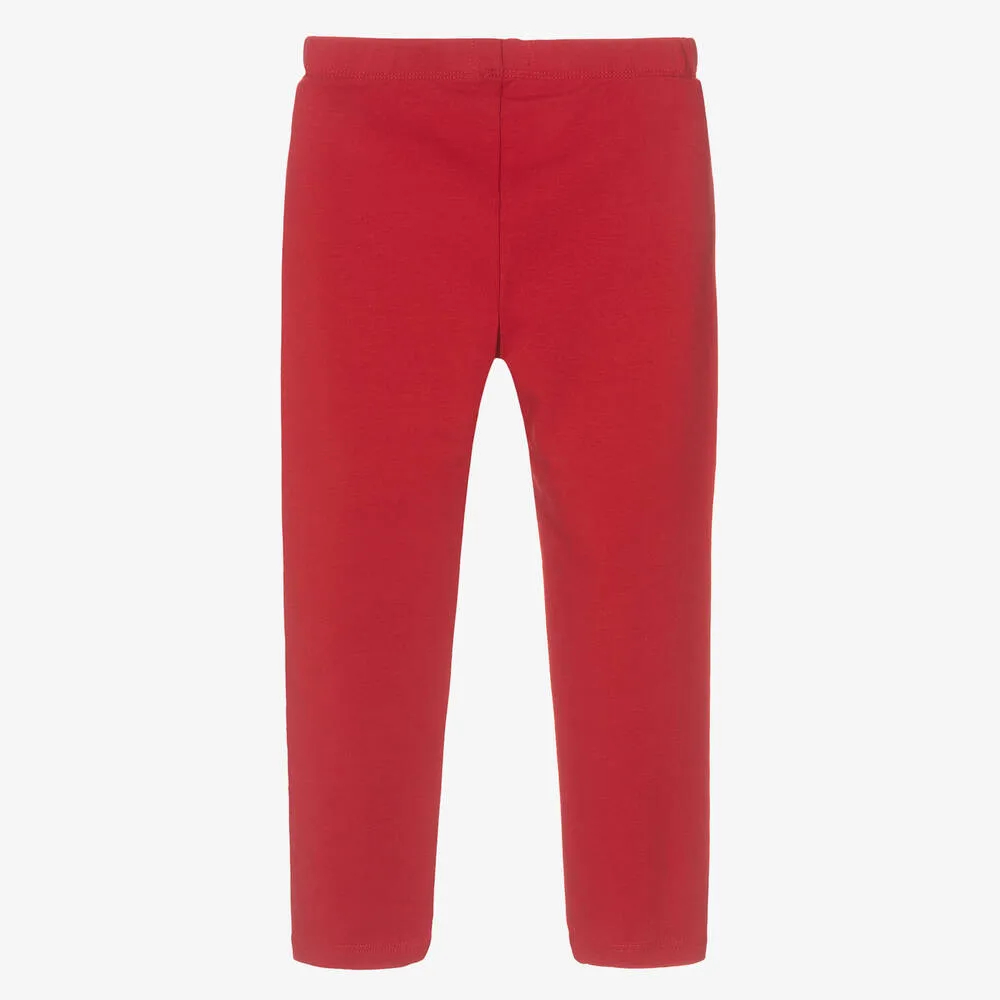 Red Girls Cotton Leggings