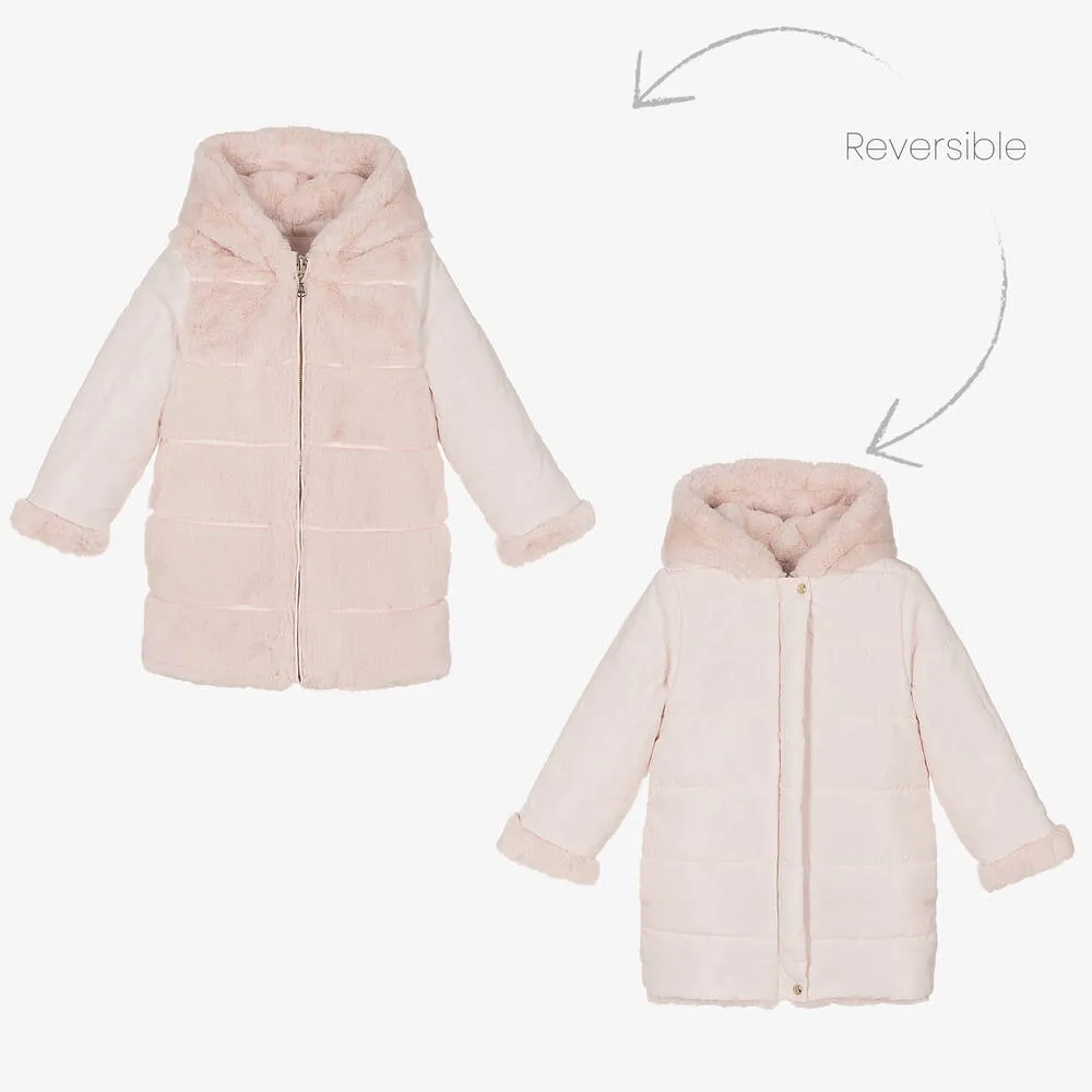 Reversible Pink Faux Fur Coat