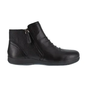 Rockport Women's Black Leather Work Boots Daisy Ruched Bootie AT - Buy Now - Discounts Available