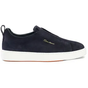 Santoni VICTOR-SEYU60 Suede Slip-On Sneaker Blue