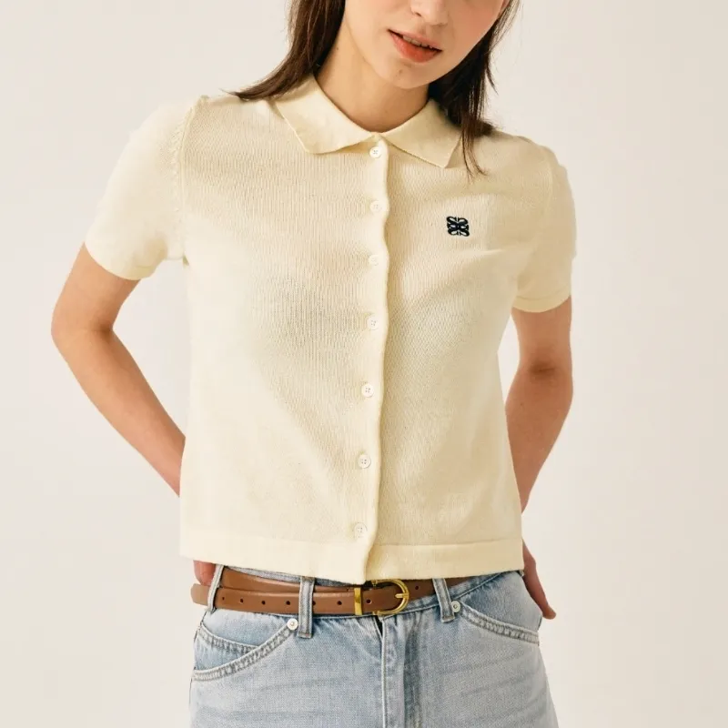 Saturn Street Style Plain Cotton Short Sleeves Logo Cardigans