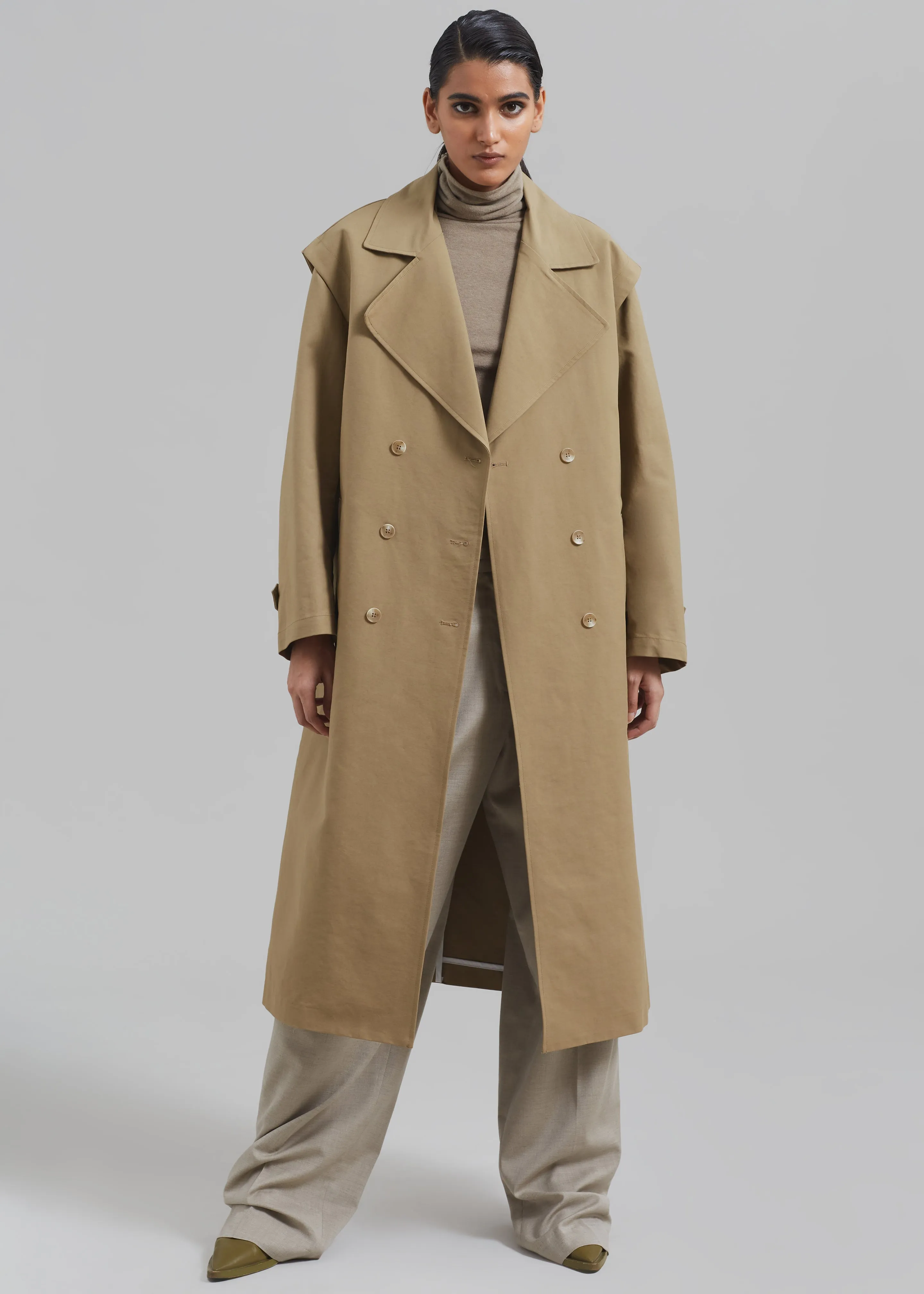 Saylor Beige Trench Coat 2-Piece Set