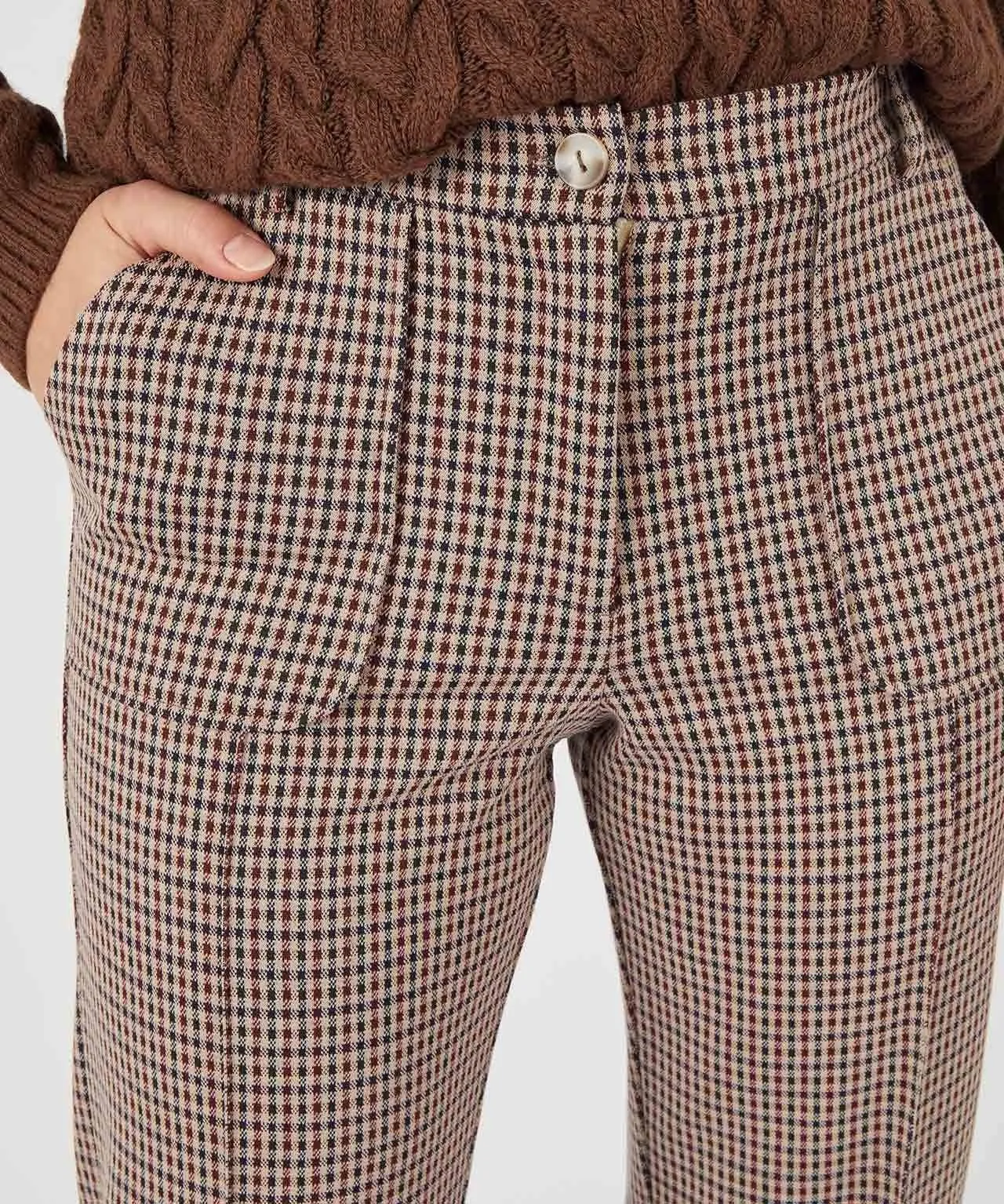 Comfy Stretch Knit Check Trousers