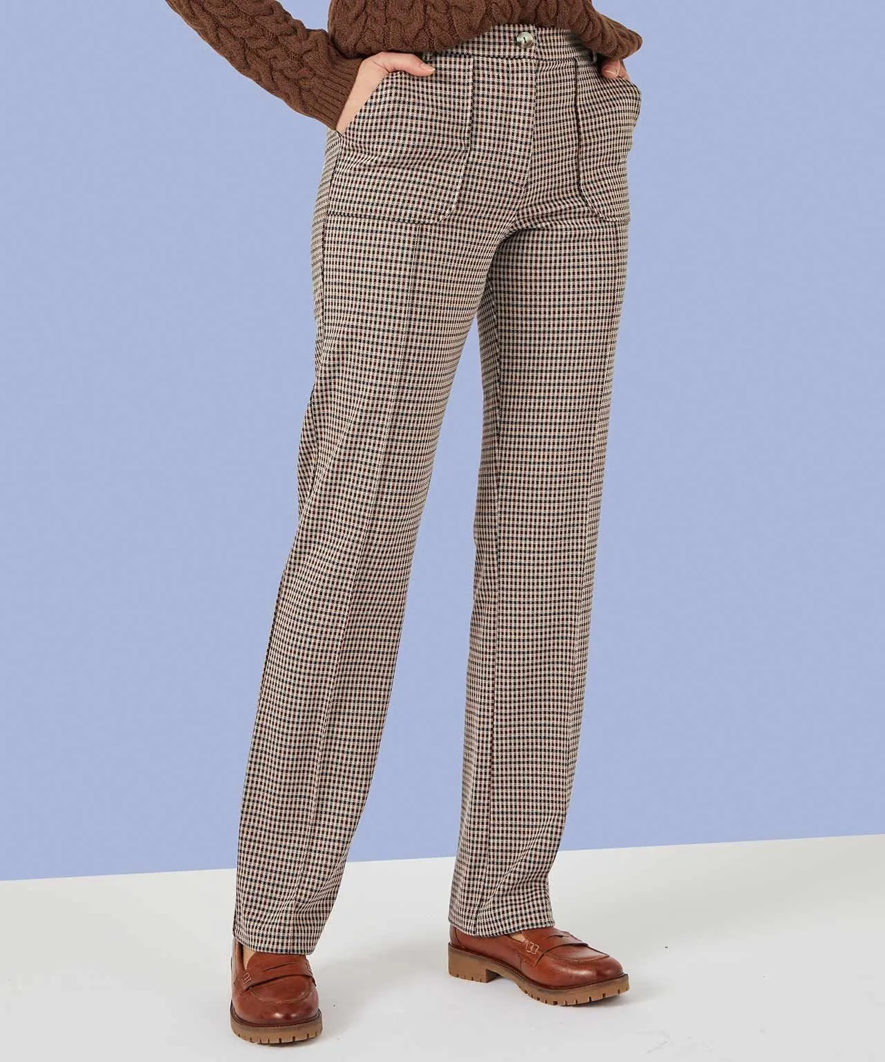 Comfy Stretch Knit Check Trousers