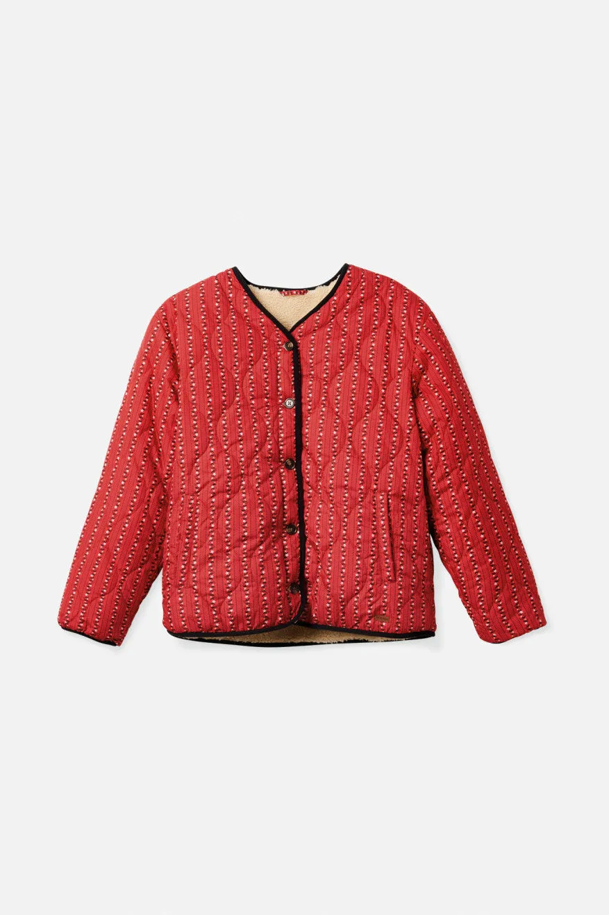 Sherpa Puffer Jacket - Red Floral