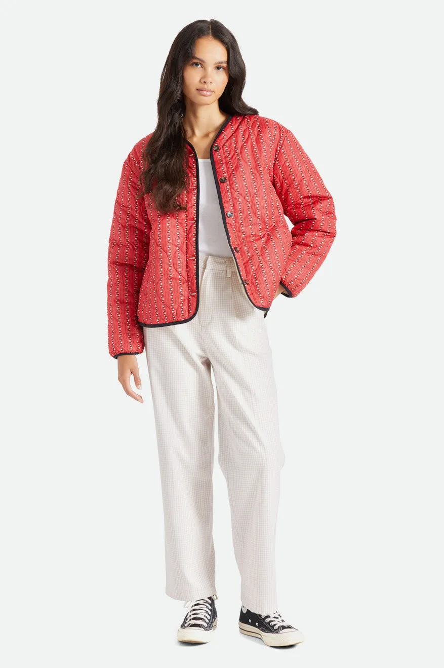 Sherpa Puffer Jacket - Red Floral