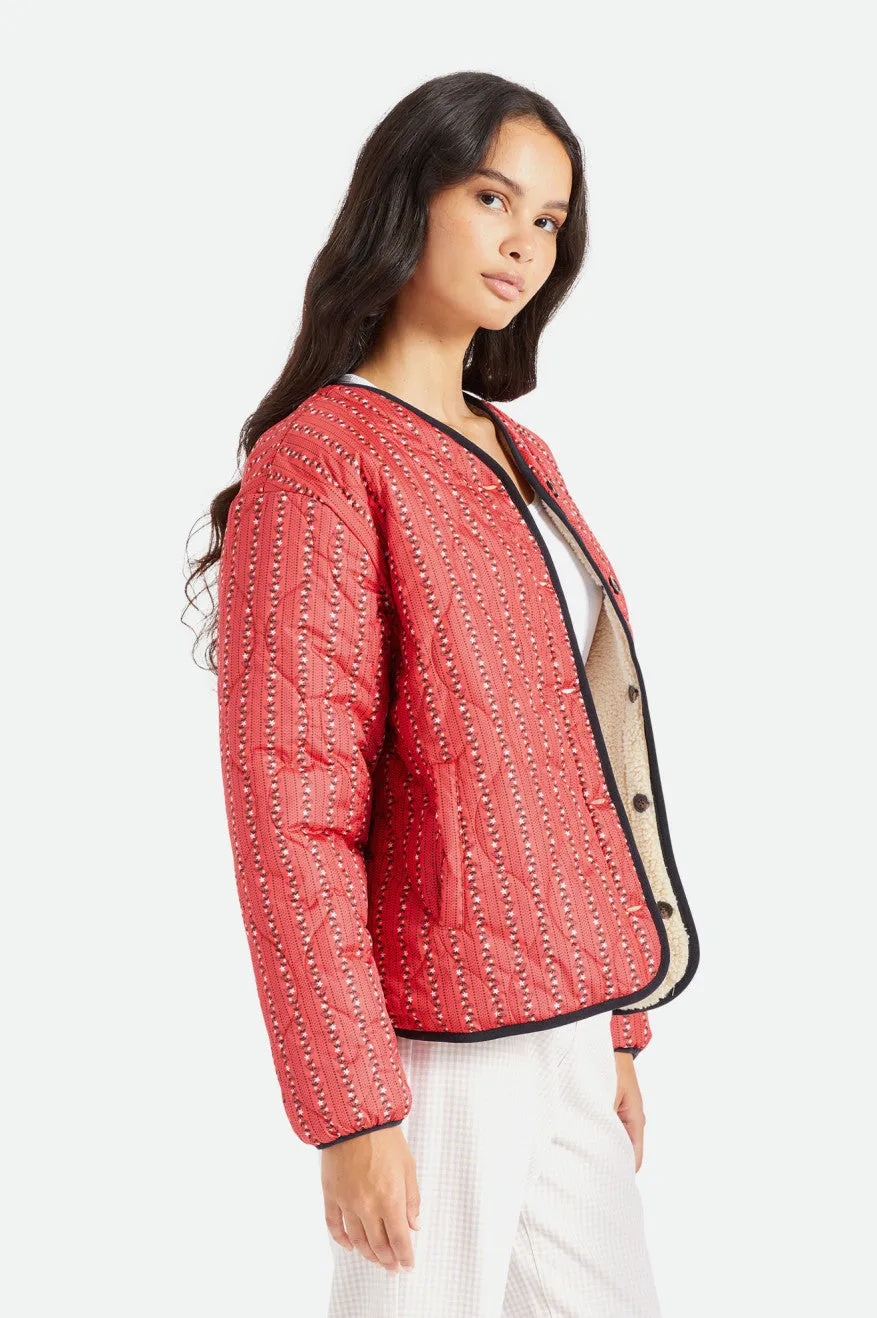 Sherpa Puffer Jacket - Red Floral