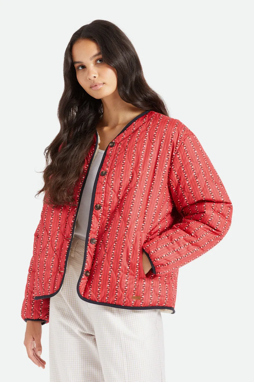 Sherpa Puffer Jacket - Red Floral