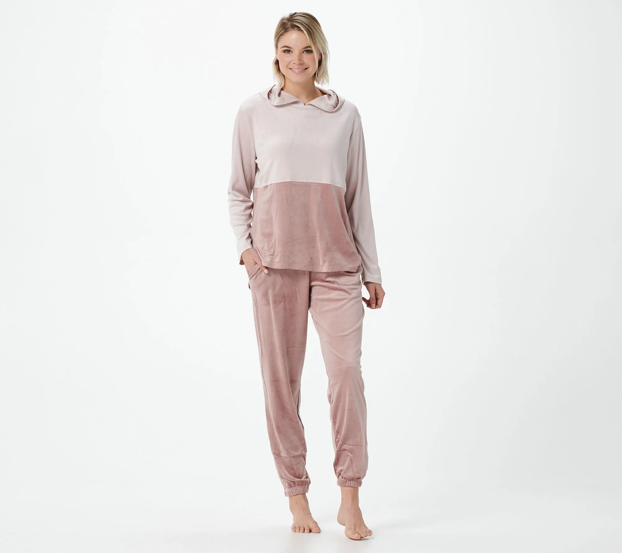 Silky Stretch Velour Hoodies and Jogger Set by Carole Hochman - As Is